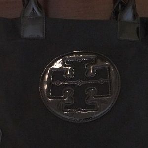 Tory Burch Nylon Bag w/ Patent Logo and Handles.